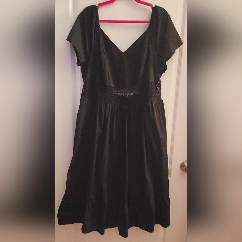 Torrid- NWOT Elegant Black Midi Dress with Ruffle Hem - Picture 2 of 12